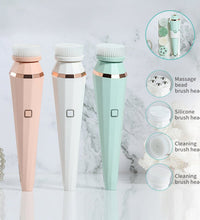 4 In 1 USB Rechargeable Electric Facial Cleansing Brush Soft Skin Care Portable Massager Face Brush Deep Cleaning Device - Bloomy Care