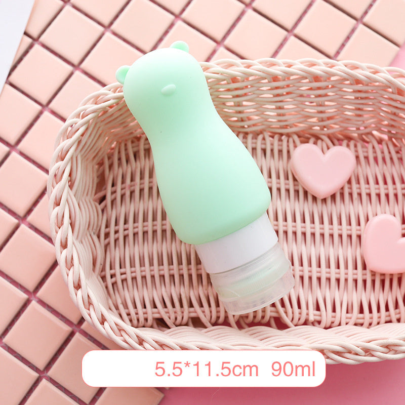 Portable squeeze dispenser travel soft lotion bottle, press facial cleanser, shower gel, shampoo, silicone bottle