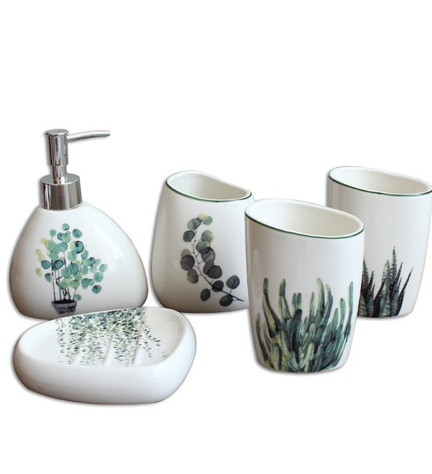 Sanitary Ware Nordic Green Plants Ceramic Wash Bathroom Supplies Wash Set